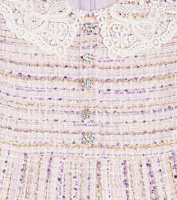 Lace-trimmed pleated bouclé dress | Self-Portrait Kids