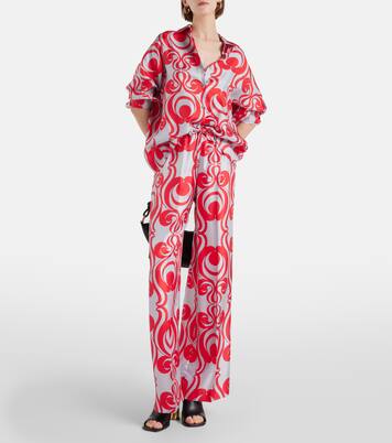 Pantalon ample imprimé en soie | Dries Van Noten