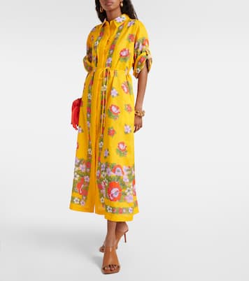 Robe chemise en lin à fleurs | Alémais