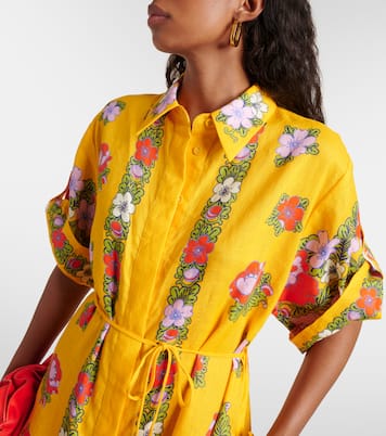 Robe chemise en lin à fleurs | Alémais