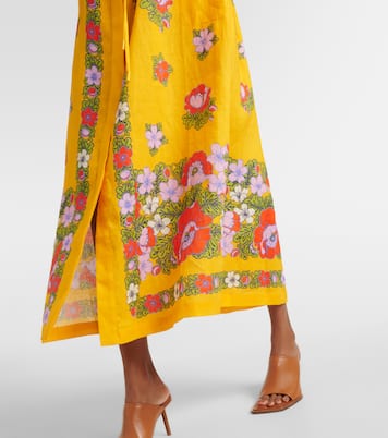 Robe chemise en lin à fleurs | Alémais