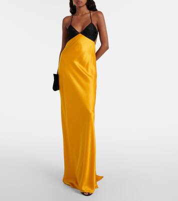 蕾丝边饰丝缎长礼服 | The Sei