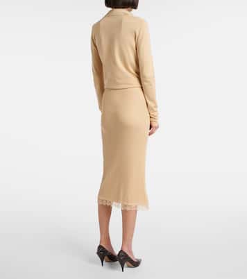 Indira lace-trimmed silk-blend midi skirt | The Row