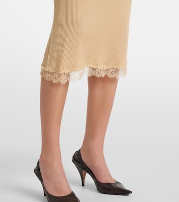 Indira lace-trimmed silk-blend midi skirt | The Row
