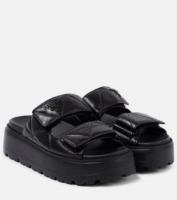 Quilted leather platform sandals | Prada
