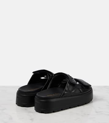 Quilted leather platform sandals | Prada