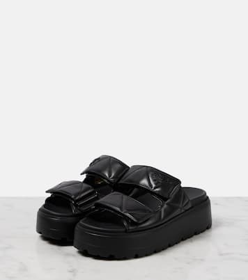 Quilted leather platform sandals | Prada