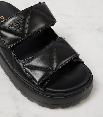 Quilted leather platform sandals | Prada
