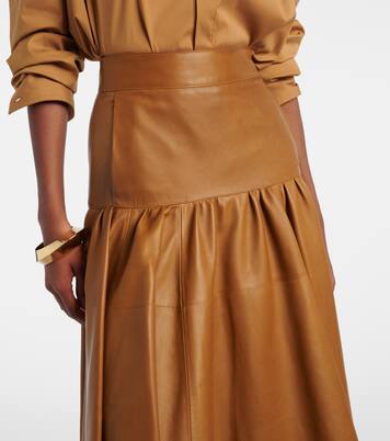 Jupe midi en cuir | Saint Laurent