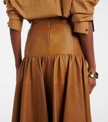 Jupe midi en cuir | Saint Laurent