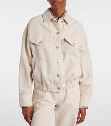 Chaqueta de algodón y lino con cuentas Monili | Brunello Cucinelli