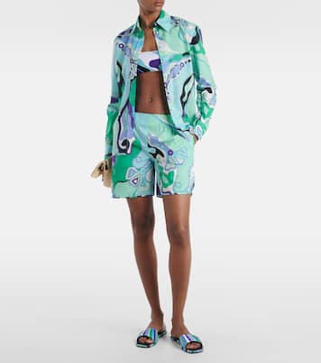 Shorts Orchidee a vita alta in cotone | Pucci
