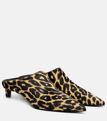 Pointy leopard-print calf hair mules | Jil Sander