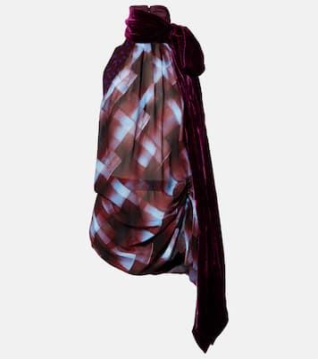 Checked scarf-detail halterneck top | Dries Van Noten
