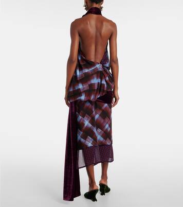 Checked scarf-detail halterneck top | Dries Van Noten