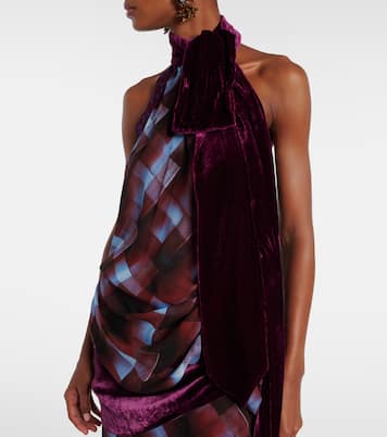 Checked scarf-detail halterneck top | Dries Van Noten