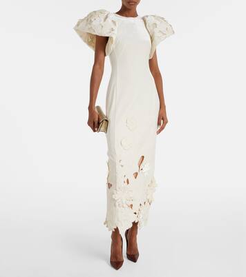 Robe longue Lucina en velours à fleurs | Leo Lin