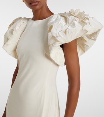 Robe longue Lucina en velours à fleurs | Leo Lin