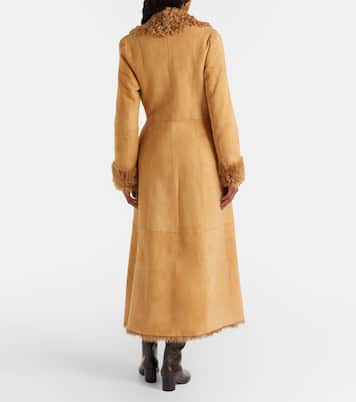 Joni shearling-lined suede wrap coat | Nour Hammour