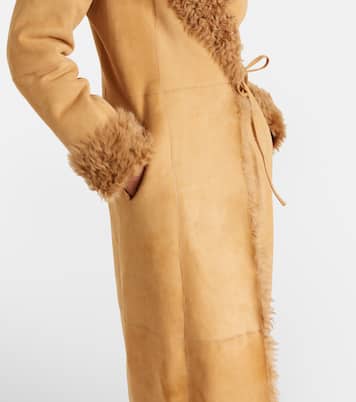 Joni shearling-lined suede wrap coat | Nour Hammour