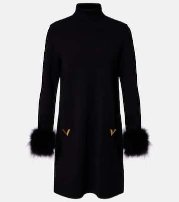 Minikleid VLogo Signature mit Federn | Valentino