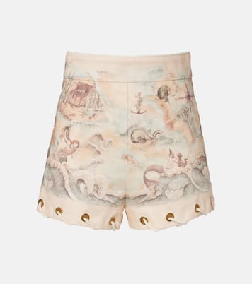 Printed linen shorts | Zimmermann