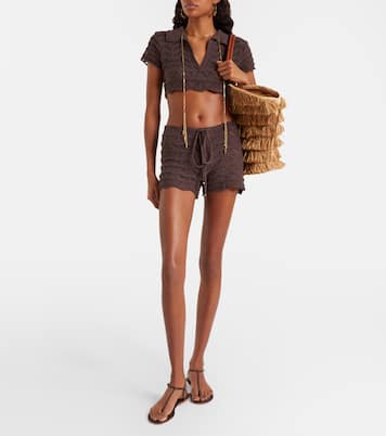 Coco open-knit cotton-blend crop top | Bananhot