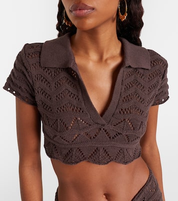 Coco open-knit cotton-blend crop top | Bananhot