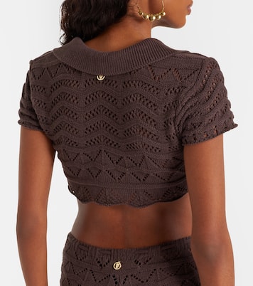 Coco open-knit cotton-blend crop top | Bananhot