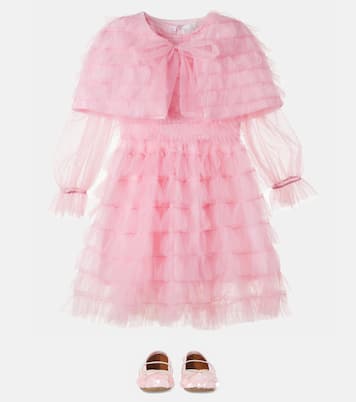 Cape-detail ruffled tulle dress | Petite Amalie  
