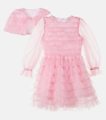Cape-detail ruffled tulle dress | Petite Amalie  