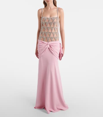 Embellished draped gown | Costarellos