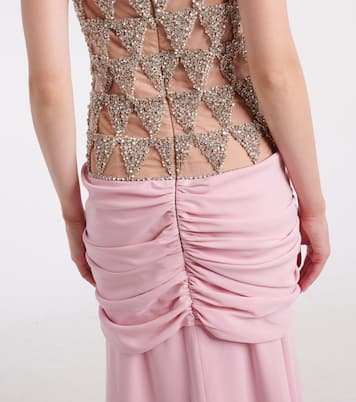 Embellished draped gown | Costarellos