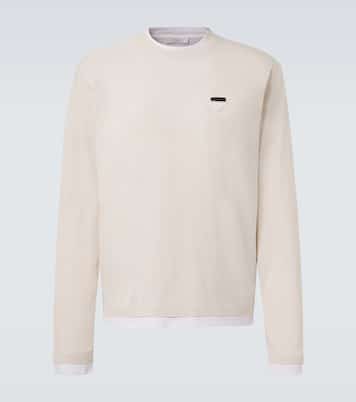 Layered cotton jersey T-shirt in white - Prada | Mytheresa