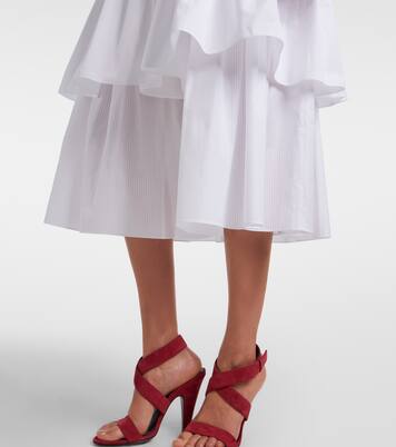 Falda midi escalonada de algodón | Alaïa