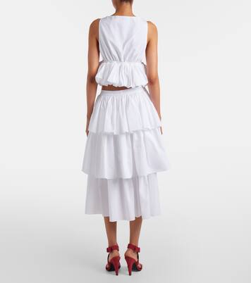 Falda midi escalonada de algodón | Alaïa