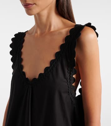 Embroidered scalloped cotton poplin midi dress | Juliet Dunn