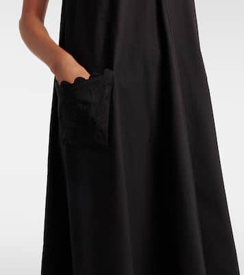 Embroidered scalloped cotton poplin midi dress | Juliet Dunn