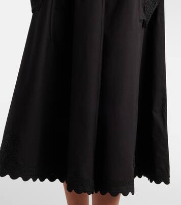 Embroidered scalloped cotton poplin midi dress | Juliet Dunn