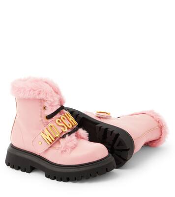 Logo leather boots | Moschino Kids
