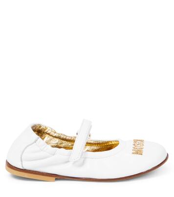 Logo leather ballet flats | Moschino Kids