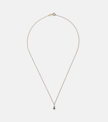 Tiny Emerald Goddess 14kt gold choker with emeralds and diamonds | Stone and Strand