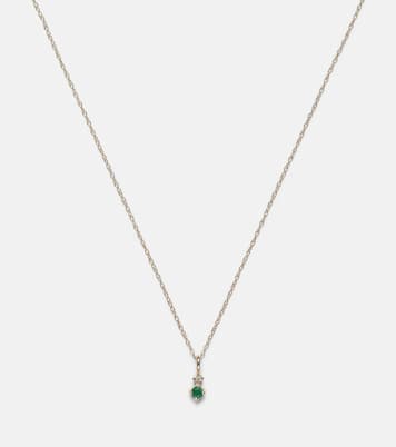 Tiny Emerald Goddess 14kt gold choker with emeralds and diamonds | Stone and Strand