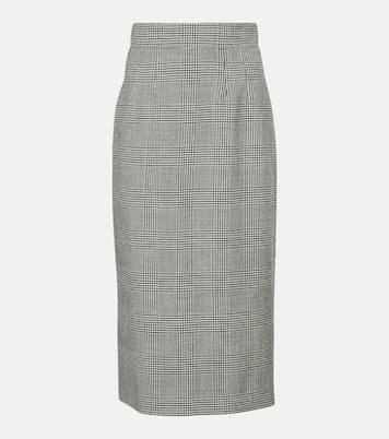 تنورة ميدي من الصوف الخام بمربعات Prince of Wales | Dolce&Gabbana
