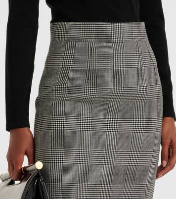 تنورة ميدي من الصوف الخام بمربعات Prince of Wales | Dolce&Gabbana