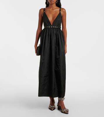 Escarpins en satin à motif léopard | Ganni