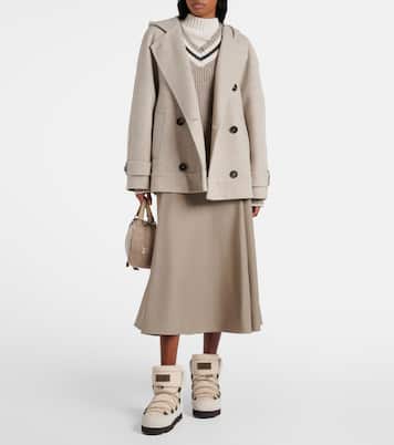 Stivaletti da neve in velluto e suede con shearling | Brunello Cucinelli