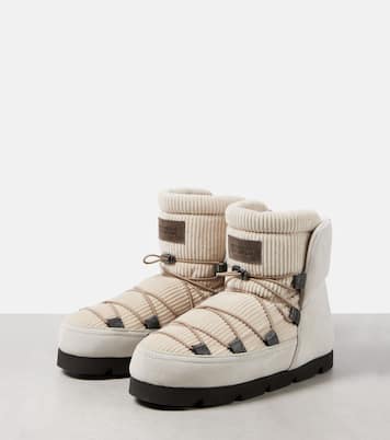 Stivaletti da neve in velluto e suede con shearling | Brunello Cucinelli