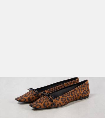 Poppy leopard-print grosgrain ballet flats | Saint Laurent