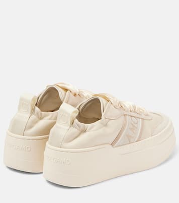 Suede-trimmed leather platform sneakers | Ferragamo
